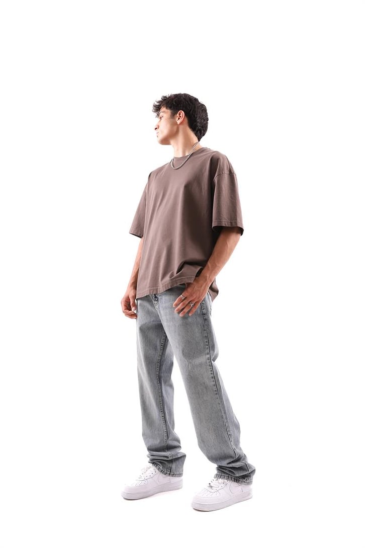 Flaw Atelier Kahverengi Premium Parça Boyama Tshirt