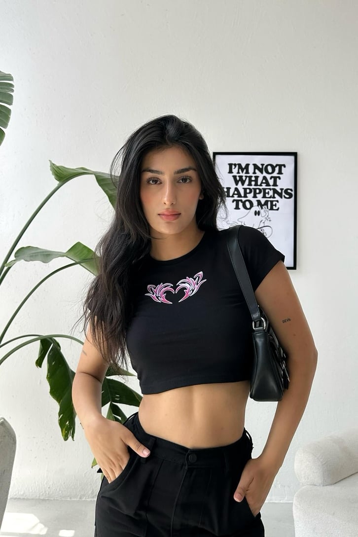 Flaw Atelier Kalp Baskılı Crop