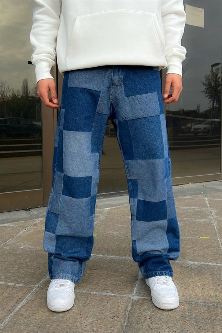 Flaw Atelier Kare Patch Mavi Baggy Jean