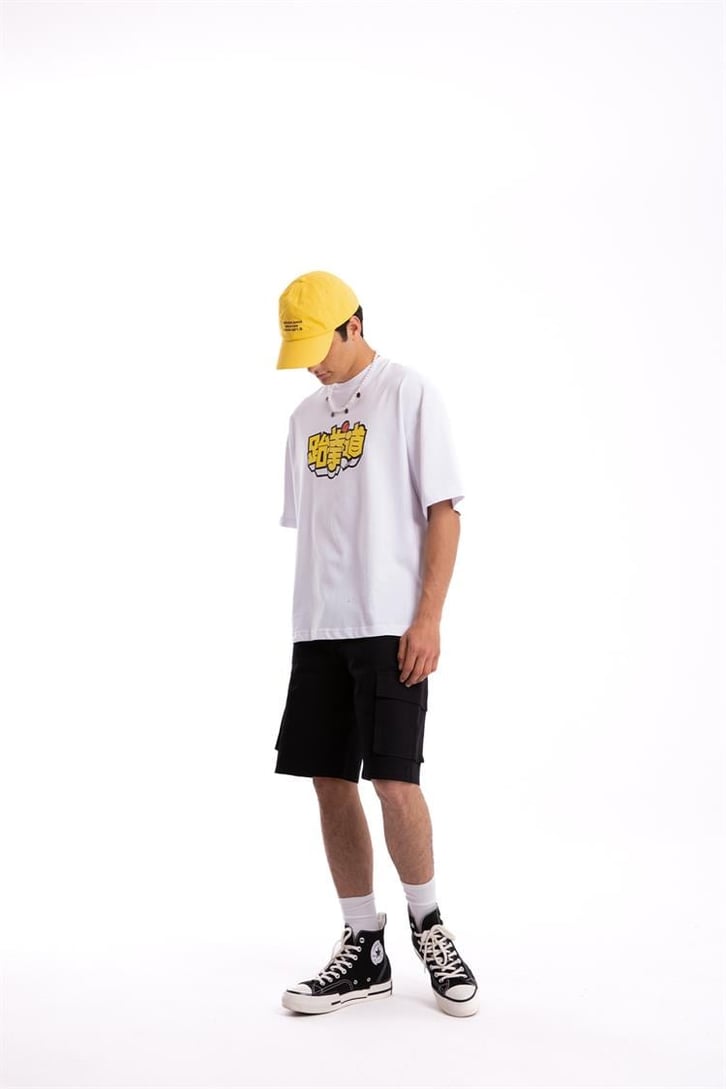 Flaw Atelier Korean Text Printed Beyaz Oversize Tshirt