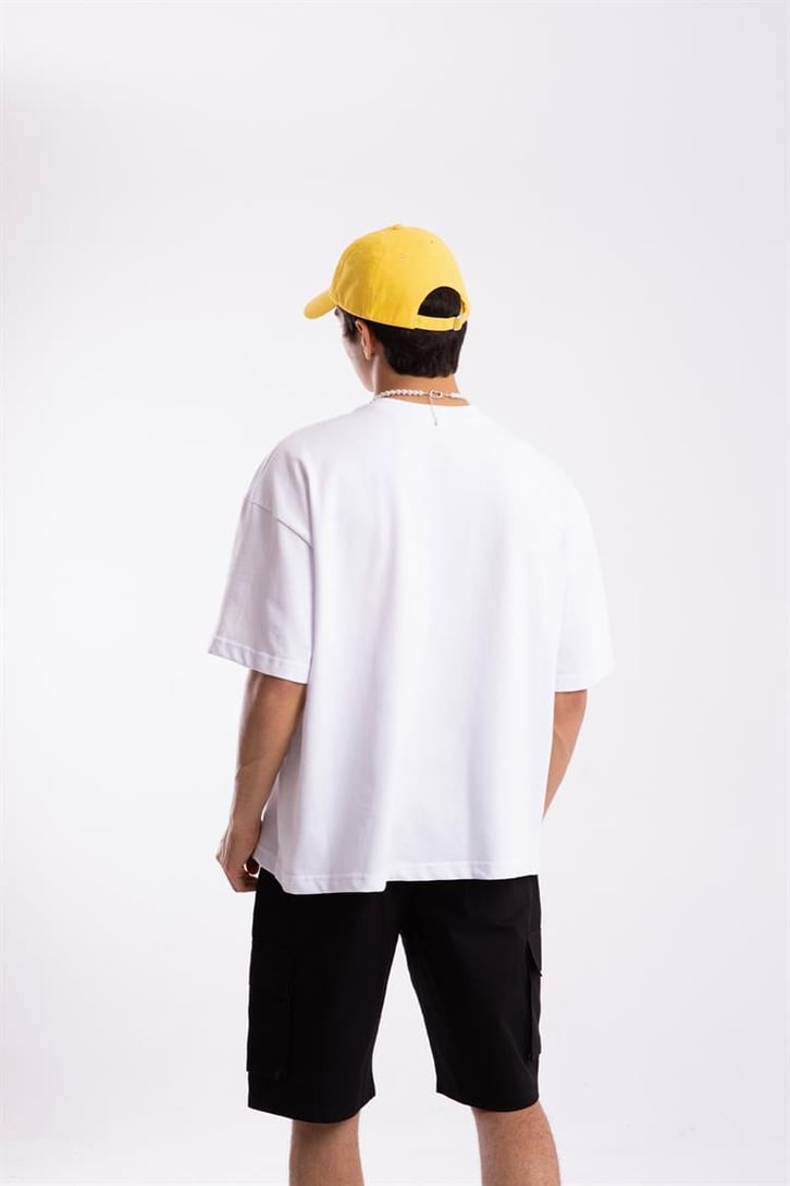 Flaw Atelier Korean Text Printed Beyaz Oversize Tshirt