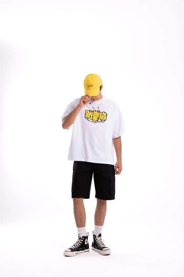 Flaw Atelier Korean Text Printed Beyaz Oversize Tshirt