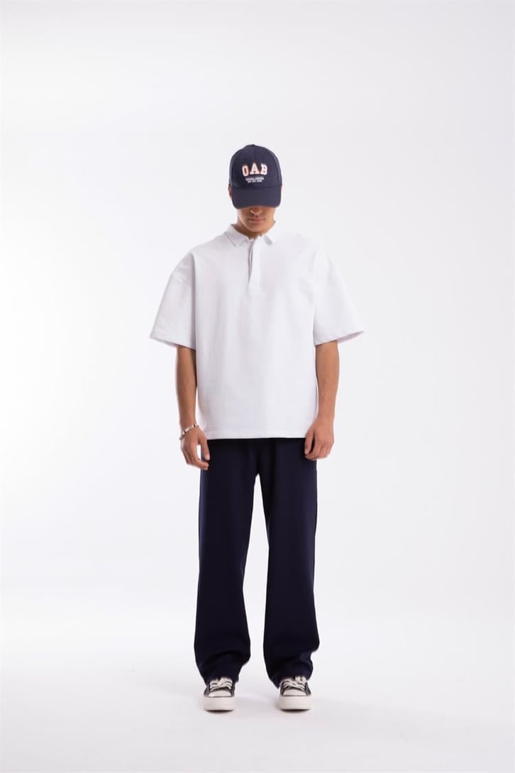 Flaw Atelier Logo Detaylı Beyaz Polo Yaka Tshirt