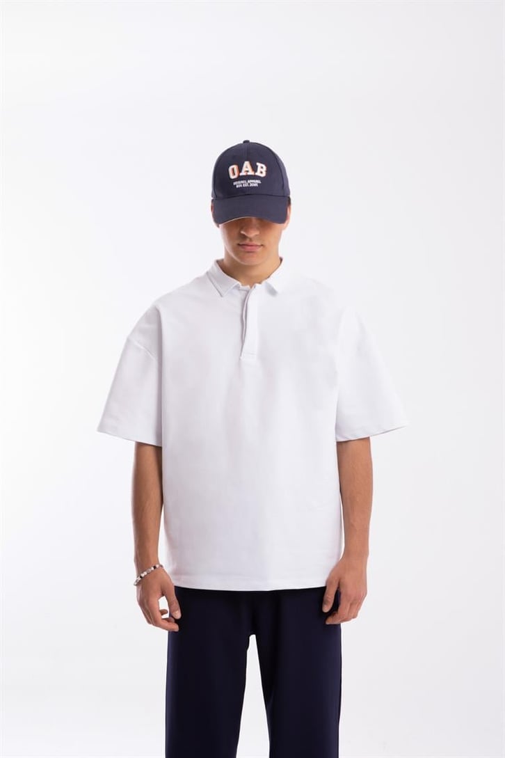 Flaw Atelier Logo Detaylı Beyaz Polo Yaka Tshirt