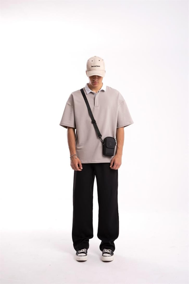 Flaw Atelier Logo Detaylı Vizon Polo Yaka Tshirt
