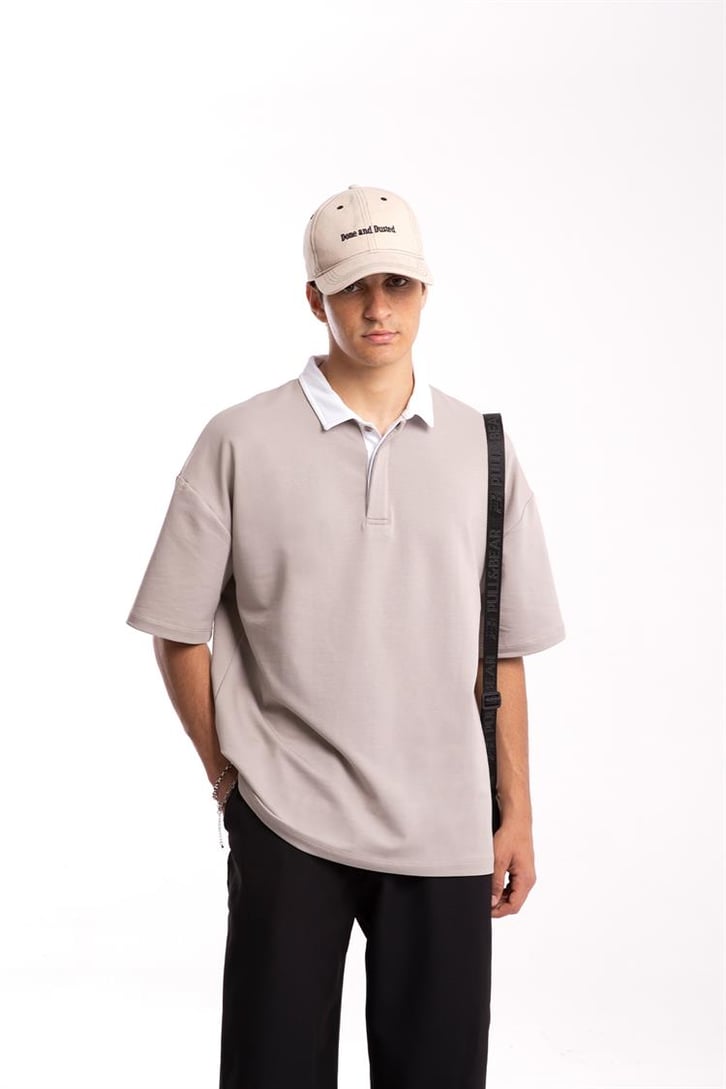 Flaw Atelier Logo Detaylı Vizon Polo Yaka Tshirt