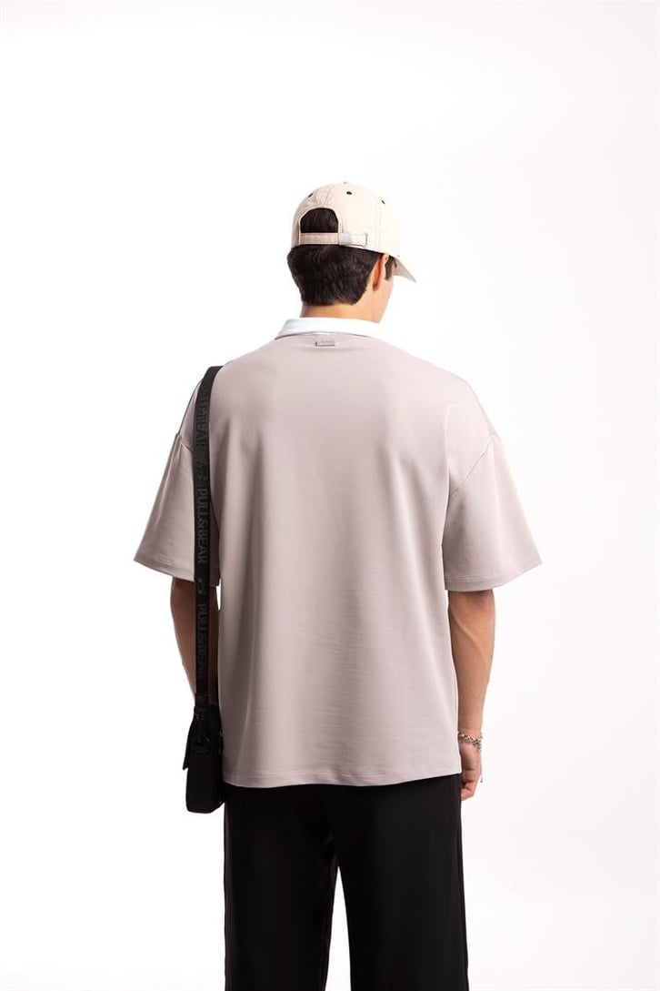 Flaw Atelier Logo Detaylı Vizon Polo Yaka Tshirt