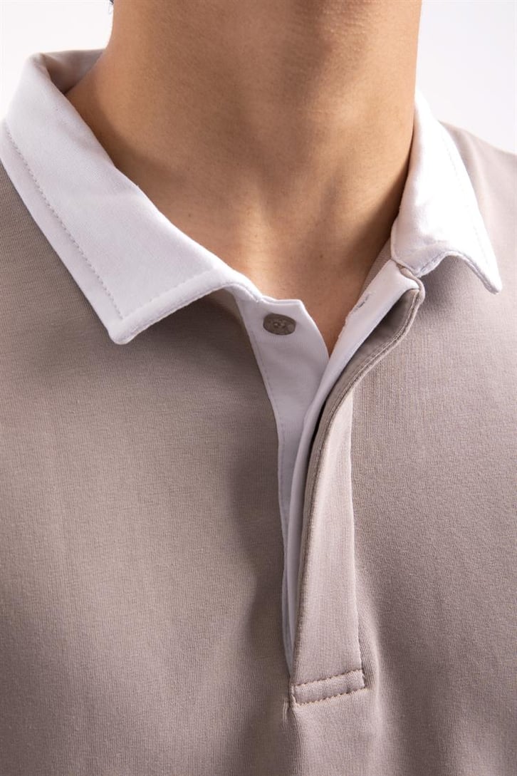 Flaw Atelier Logo Detaylı Vizon Polo Yaka Tshirt