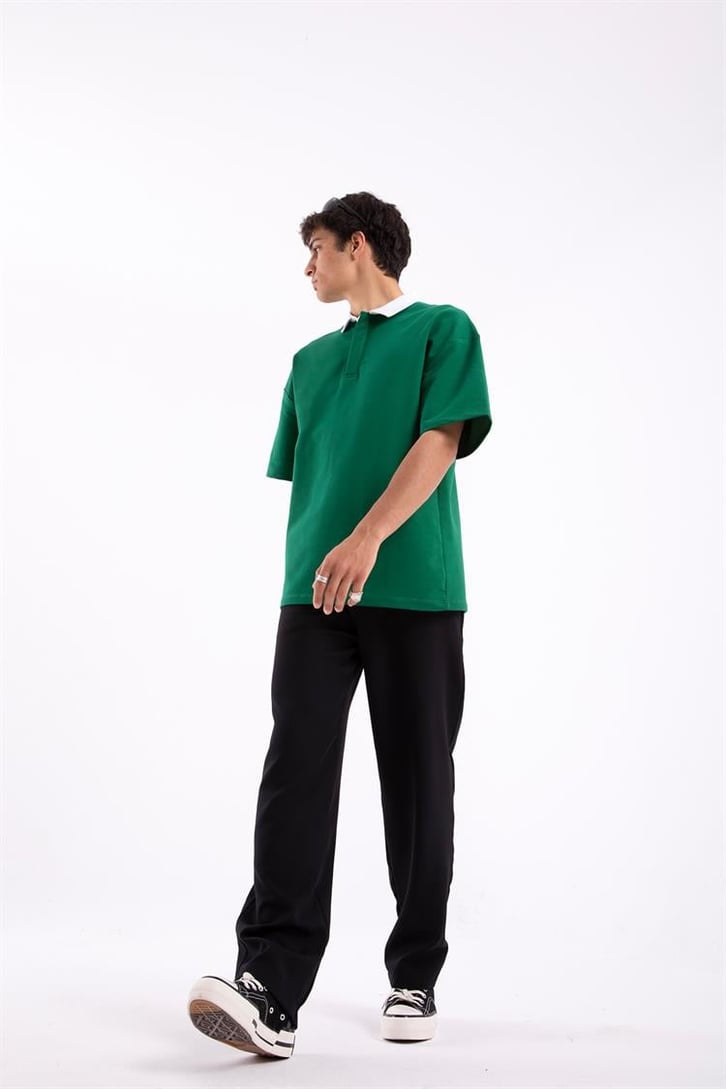 Flaw Atelier Logo Detaylı Yeşil Polo Yaka Tshirt