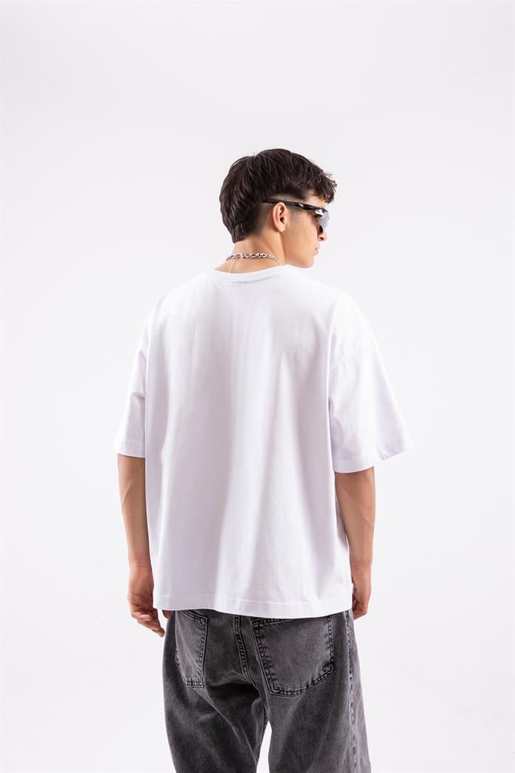 Flaw Atelier Logo Printed Beyaz Oversize Tshirt
