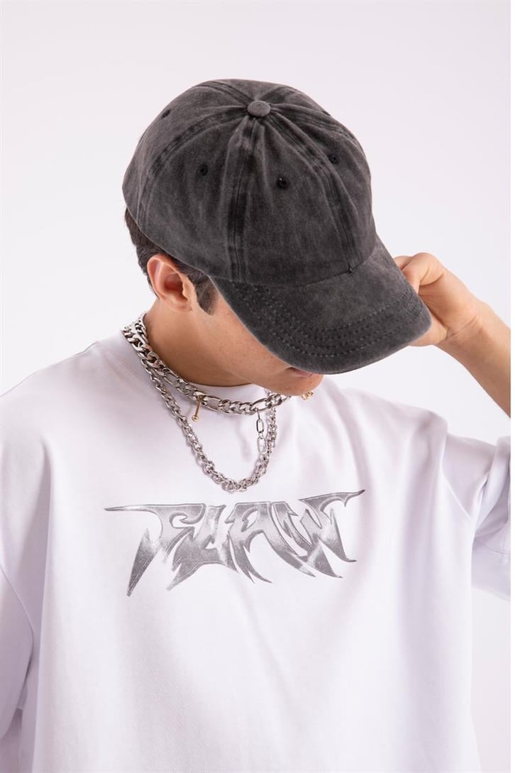 Flaw Atelier Metallic Logo Printed Beyaz Oversize Tshirt