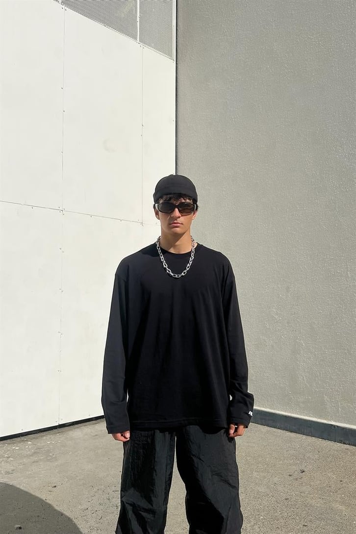 Flaw Atelier Nakışlı Siyah Long Sleeve Tshirt