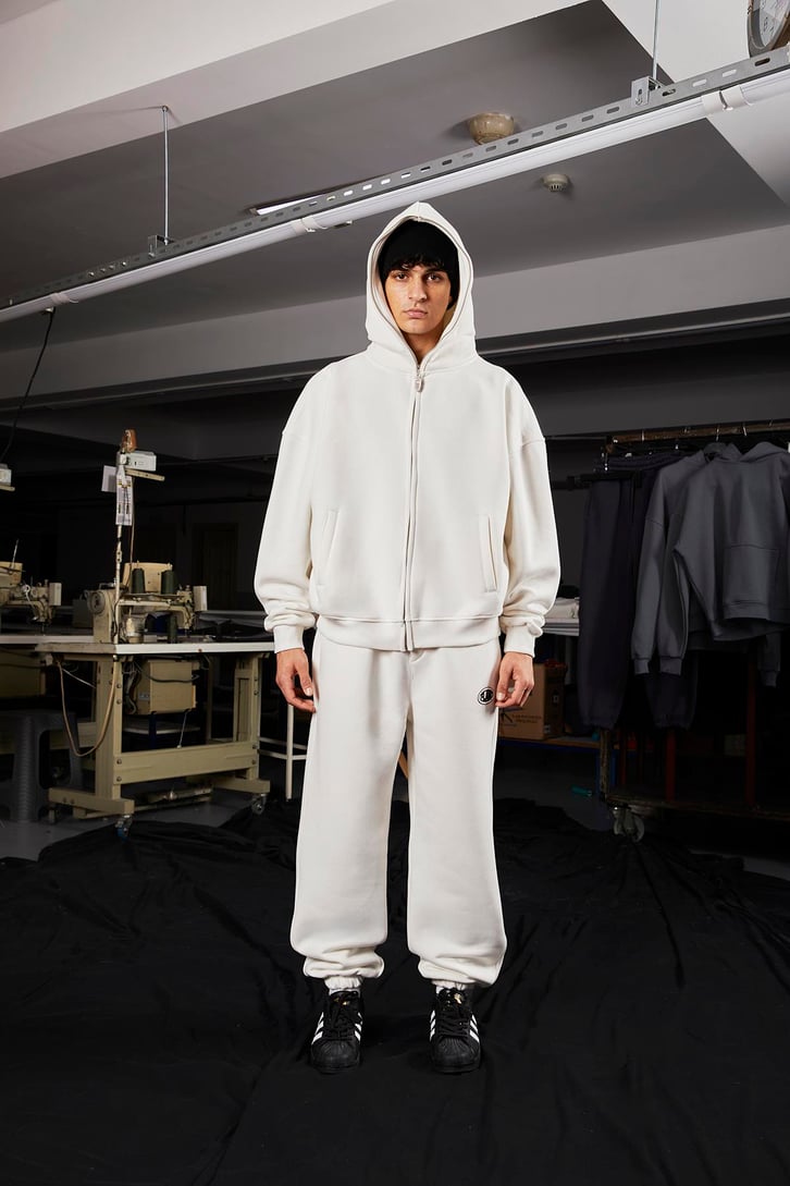 Flaw Atelier Oversize Basic Ekru Full Zip Hoodie