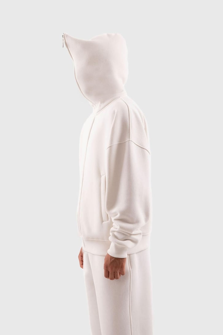 Flaw Atelier Oversize Basic Ekru Full Zip Hoodie