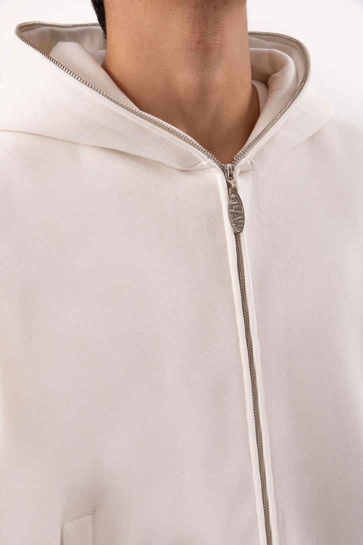 Flaw Atelier Oversize Basic Ekru Full Zip Hoodie