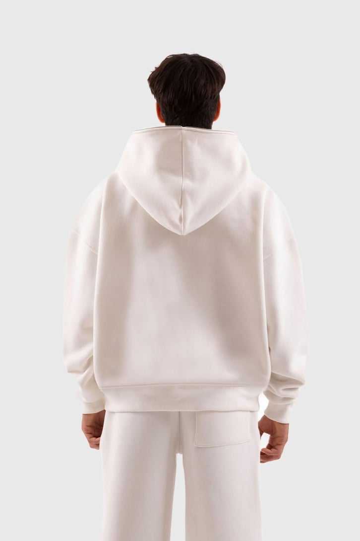 Flaw Atelier Oversize Basic Ekru Full Zip Hoodie