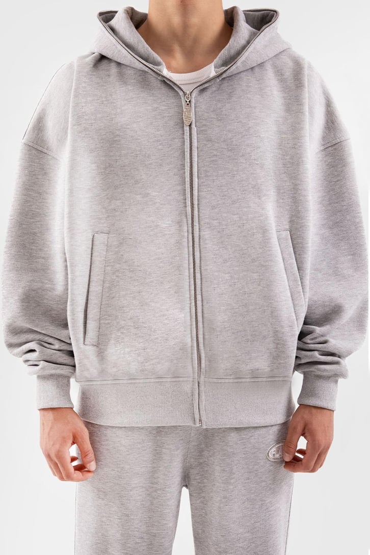 Flaw Atelier Oversize Basic Kar Melanj Full Zip Hoodie