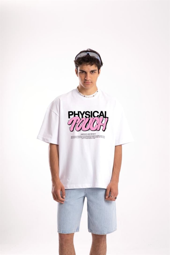Flaw Atelier Physical Touch Printed Beyaz Oversize Tshirt