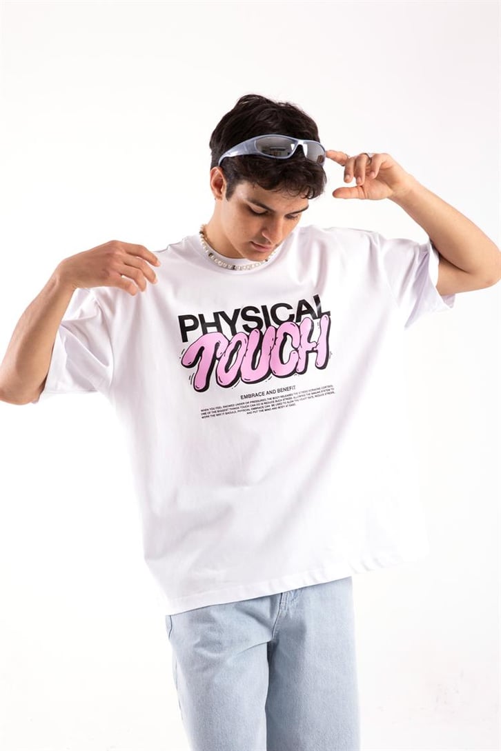 Flaw Atelier Physical Touch Printed Beyaz Oversize Tshirt