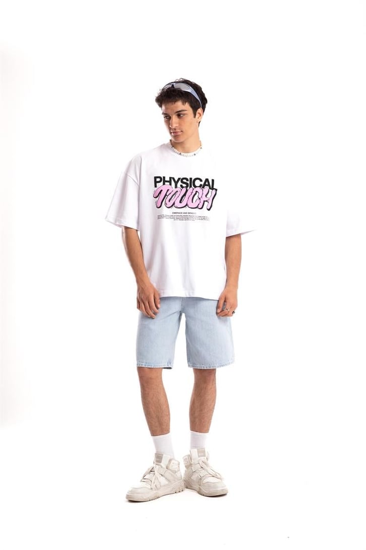 Flaw Atelier Physical Touch Printed Beyaz Oversize Tshirt