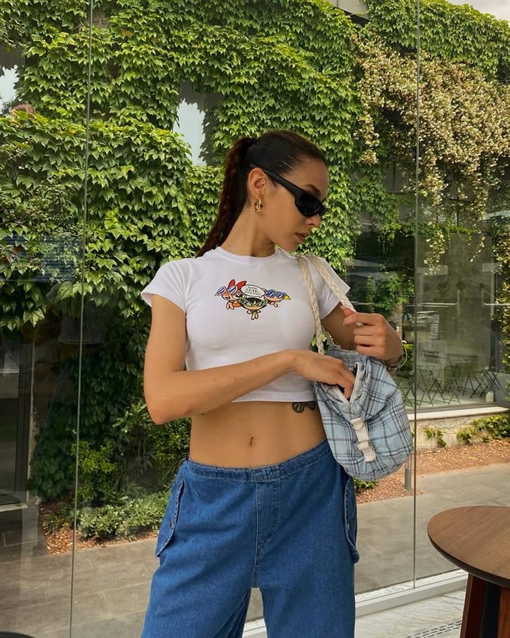 Flaw Atelier Power Cute Baskılı Beyaz Crop