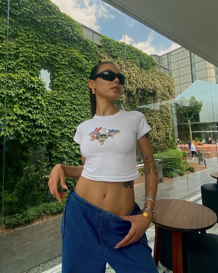 Flaw Atelier Power Cute Baskılı Beyaz Crop