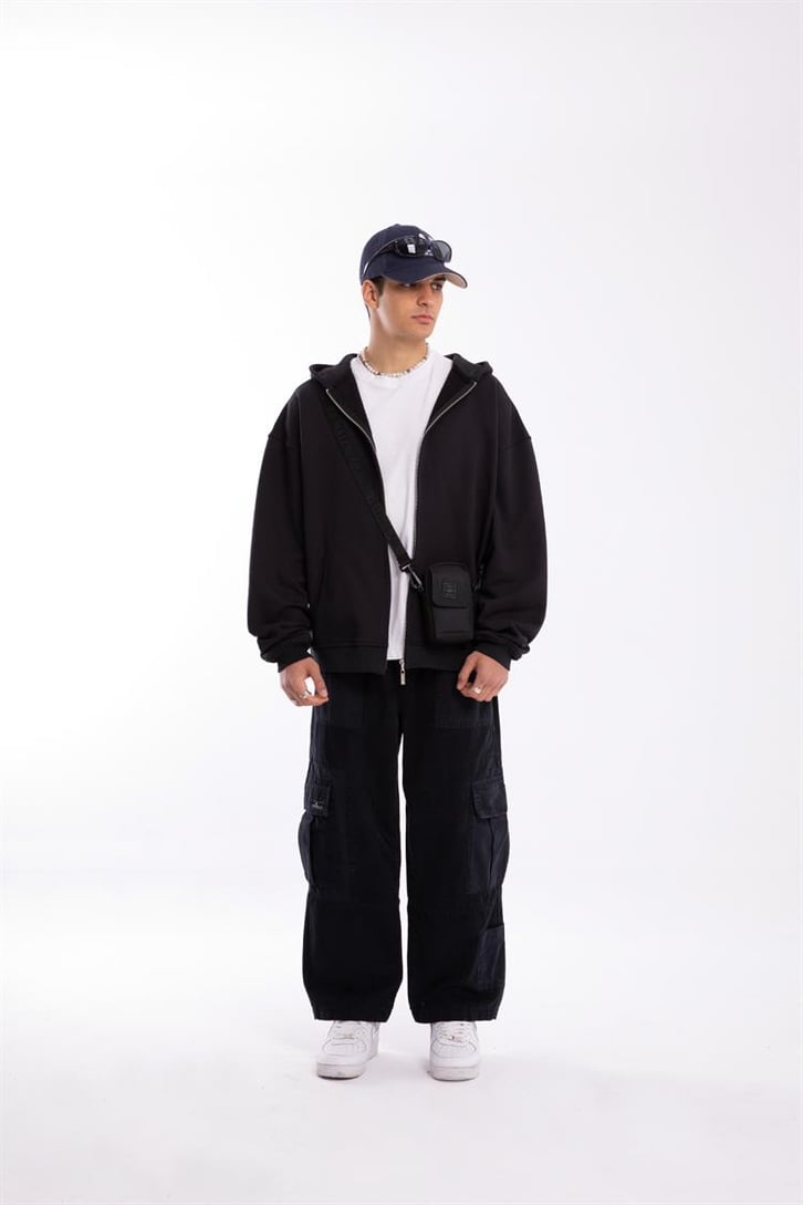 Flaw Atelier Premium Basic Antrasit Oversize Zip Hoodie