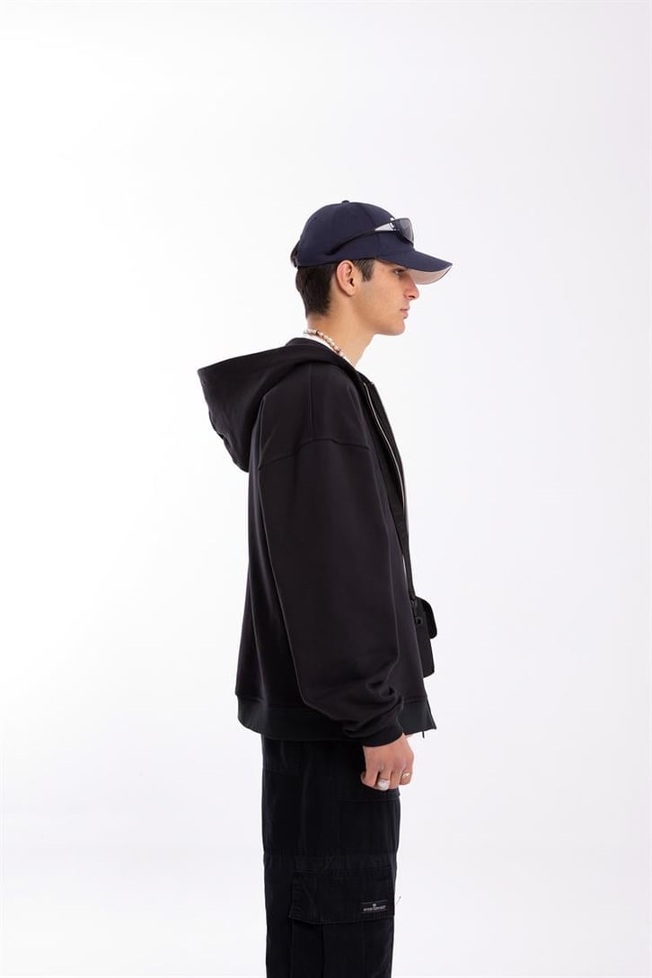 Flaw Atelier Premium Basic Antrasit Oversize Zip Hoodie