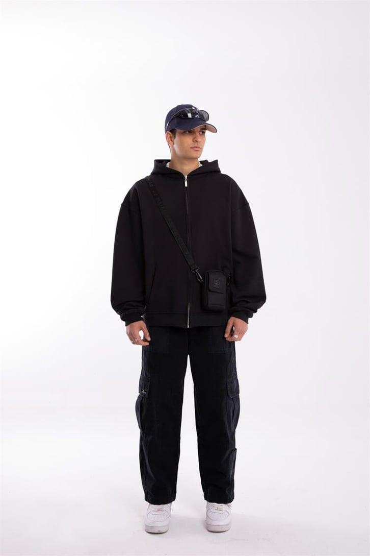 Flaw Atelier Premium Basic Antrasit Oversize Zip Hoodie