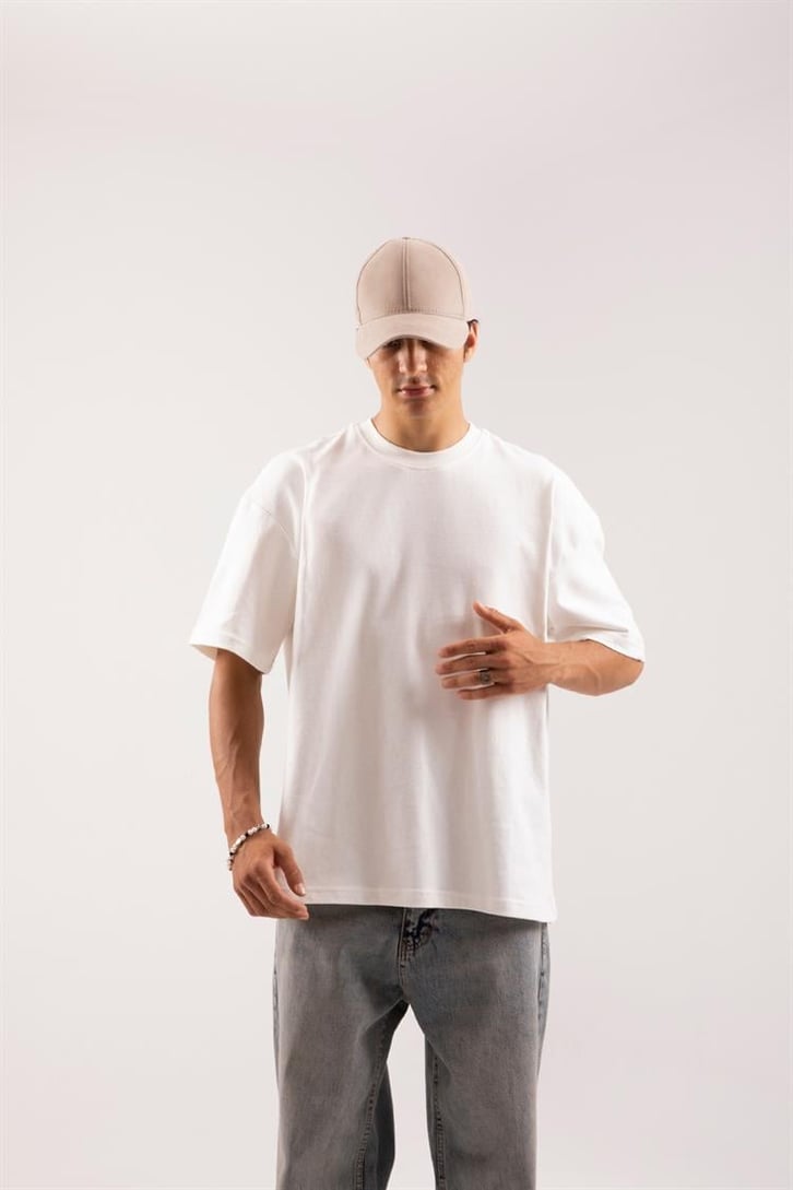 Flaw Atelier Premium Basic Ekru Oversize Tişört