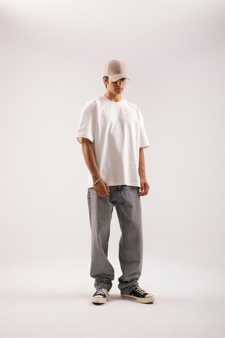 Flaw Atelier Premium Basic Ekru Oversize Tişört