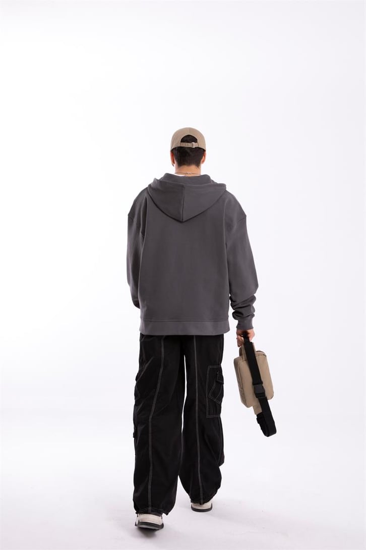 Flaw Atelier Premium Basic Füme Oversize Zip Hoodie