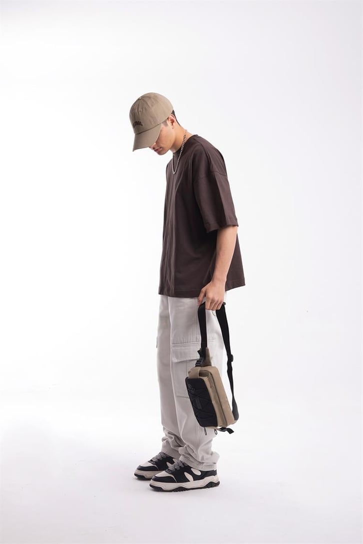 Flaw Atelier Premium Basic Kahverengi Oversize Tshirt