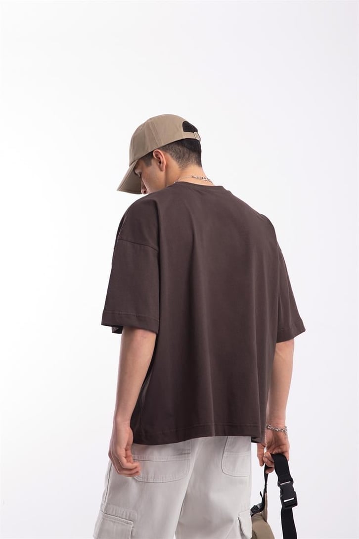 Flaw Atelier Premium Basic Kahverengi Oversize Tshirt