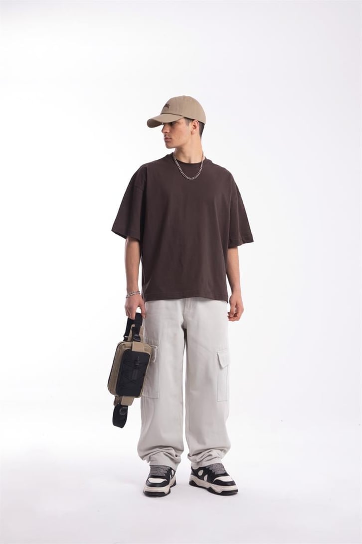 Flaw Atelier Premium Basic Kahverengi Oversize Tshirt