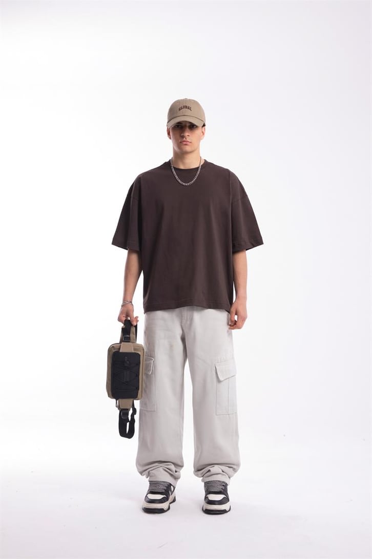 Flaw Atelier Premium Basic Kahverengi Oversize Tshirt