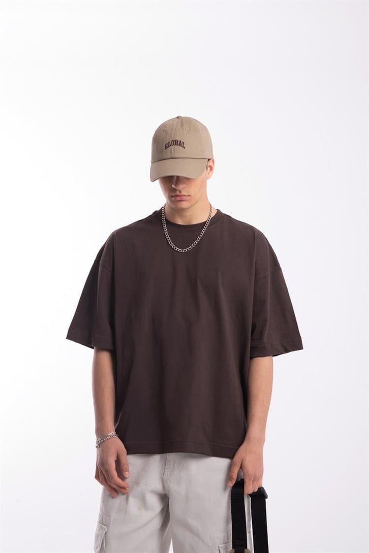 Flaw Atelier Premium Basic Kahverengi Oversize Tshirt
