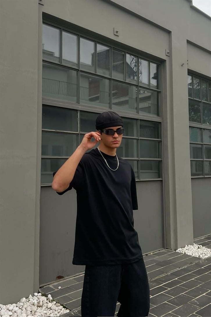 Flaw Atelier Premium Basic Siyah Oversize Tshirt