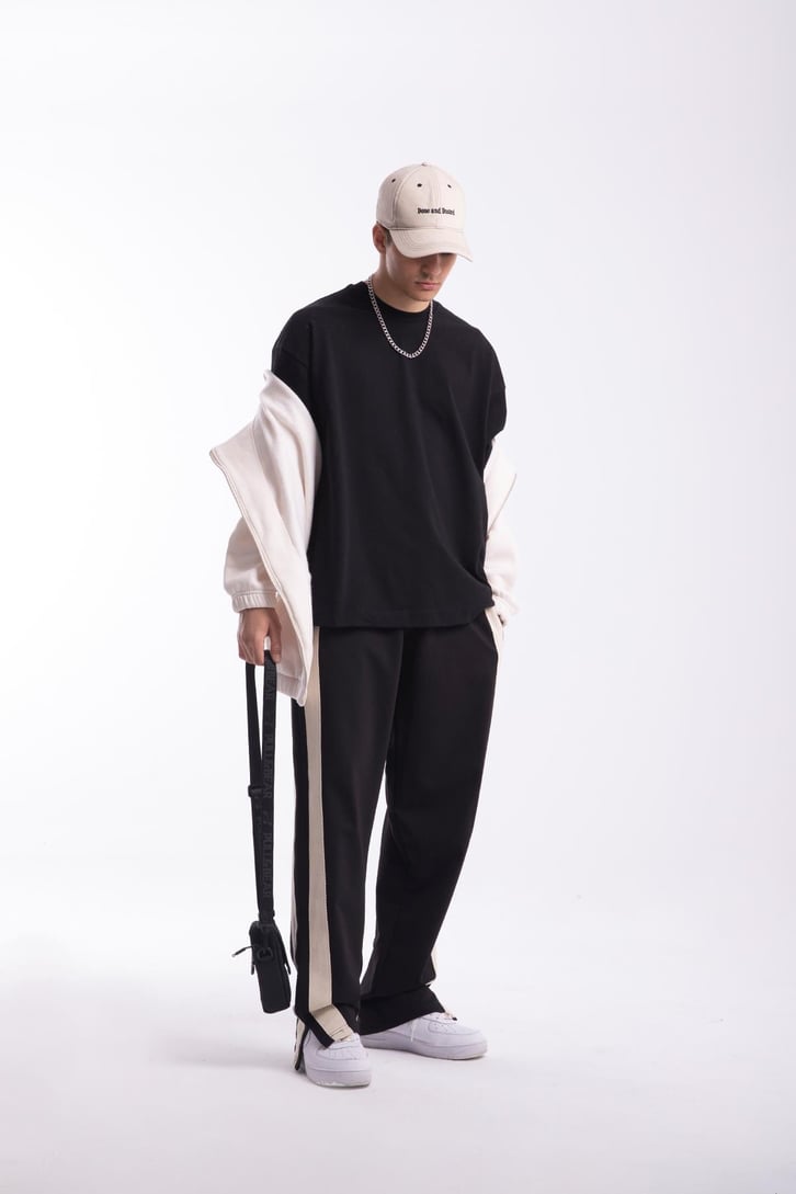 Flaw Atelier Premium Basic Siyah Oversize Tişört