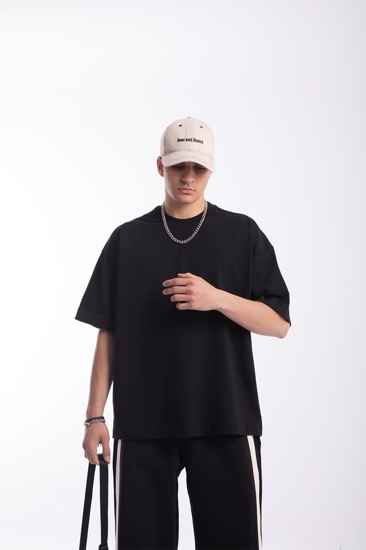 Flaw Atelier Premium Basic Siyah Oversize Tişört