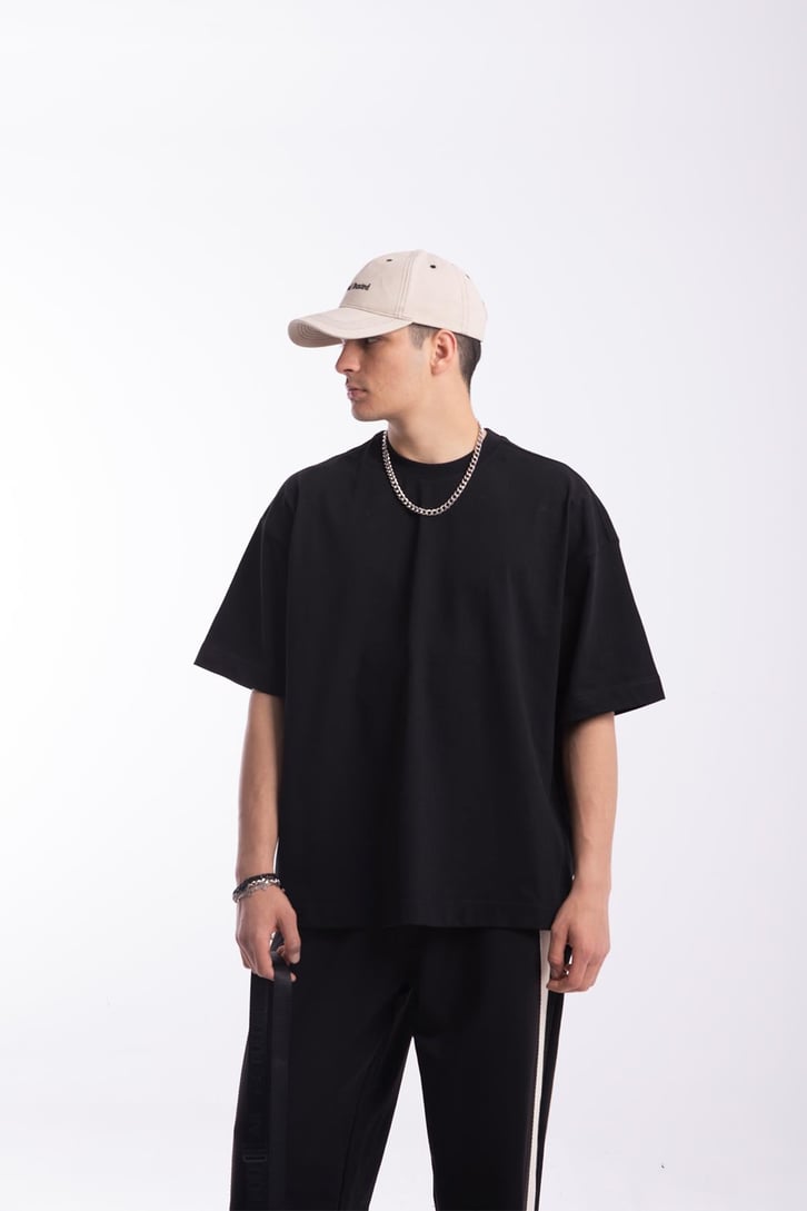 Flaw Atelier Premium Basic Siyah Oversize Tişört