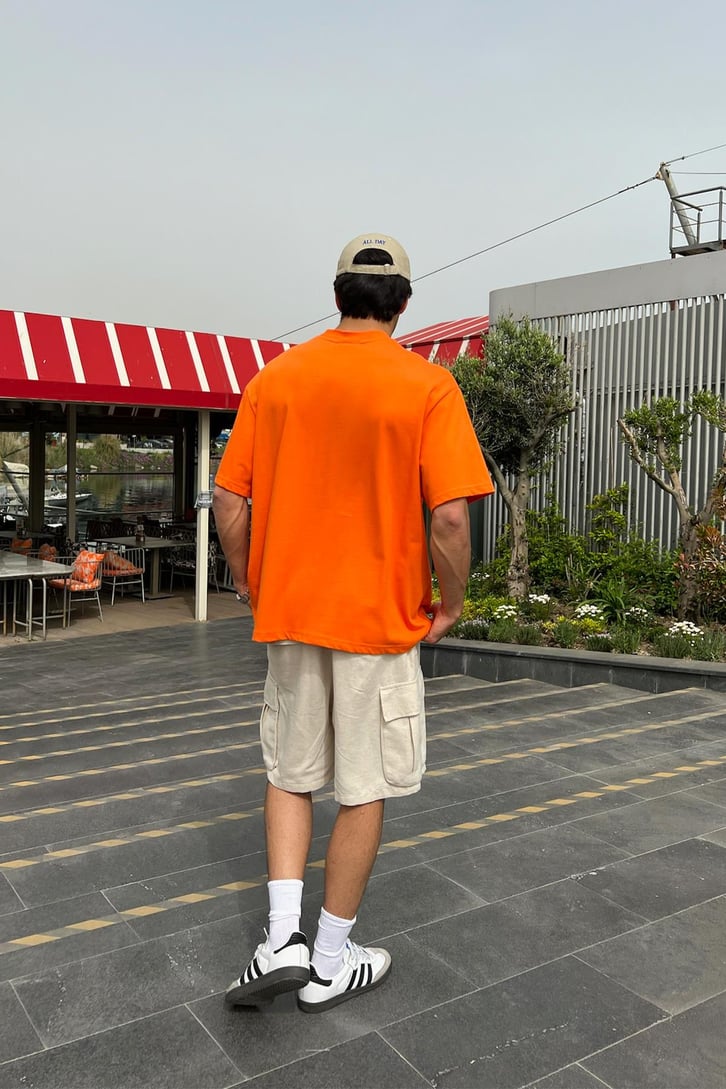 Flaw Atelier Premium Turuncu Basic Oversize Tshirt