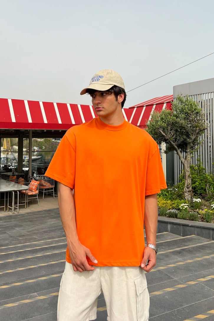 Flaw Atelier Premium Turuncu Basic Oversize Tshirt