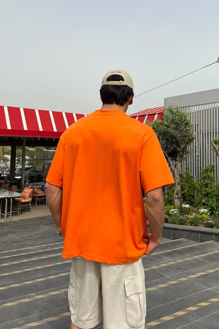 Flaw Atelier Premium Turuncu Basic Oversize Tshirt