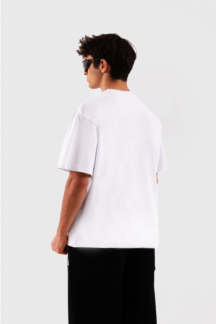 Flaw Atelier Puf Hologram F Print Beyaz Relax Tişört