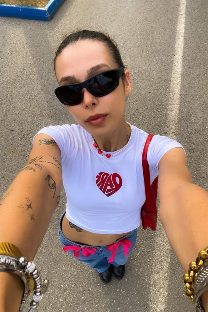 Flaw Atelier Rare Heart Baskılı Crop