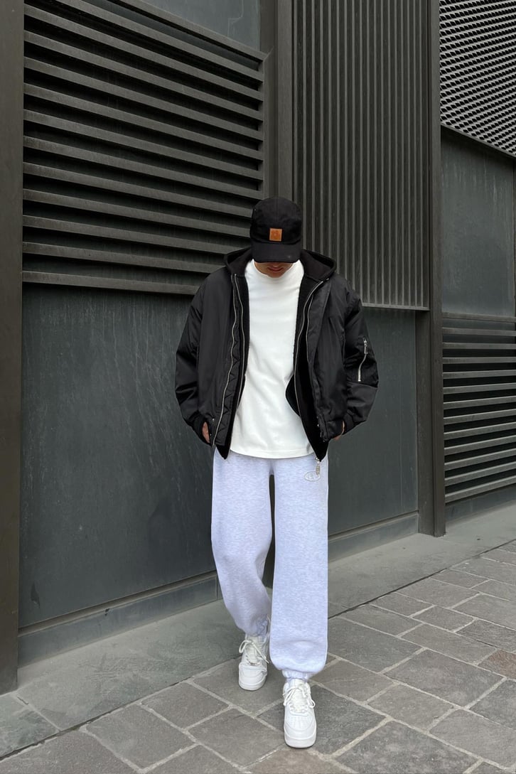 Flaw Atelier Relax Fit Basic Kar Melanj Jogger Eşofman Altı