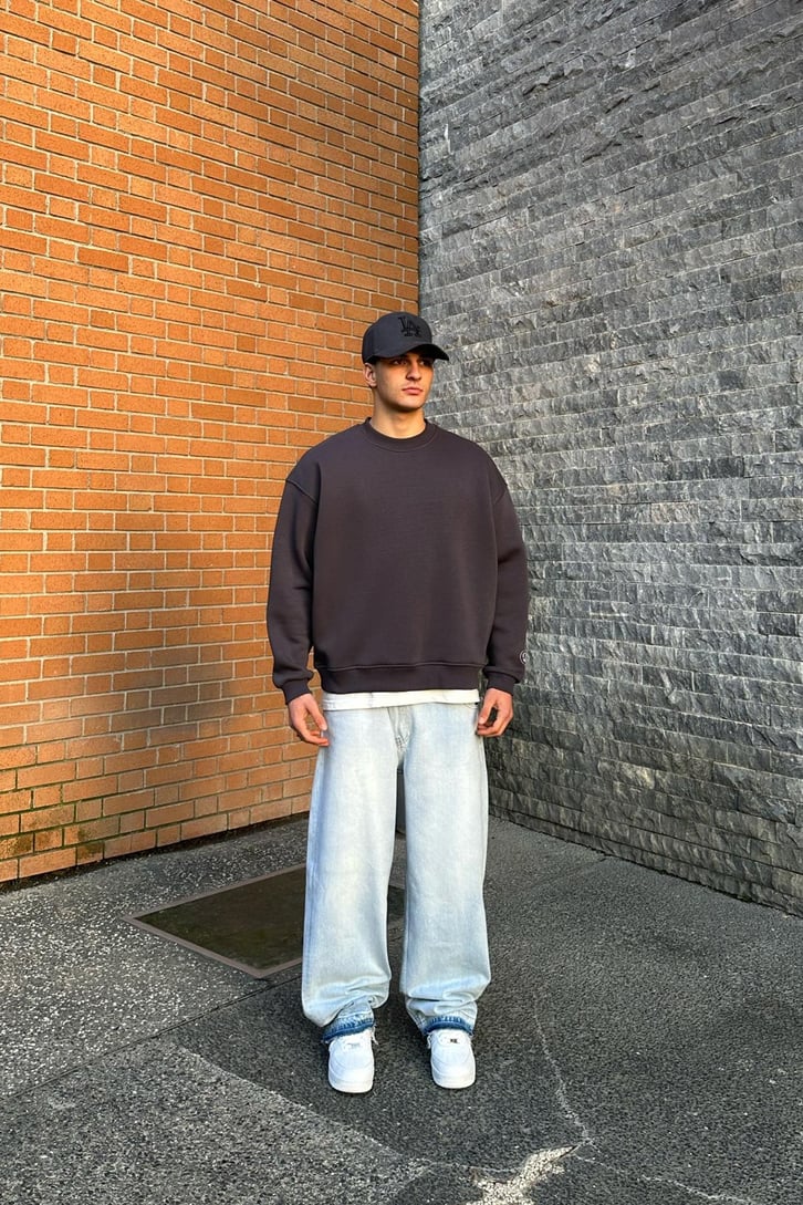 Flaw Atelier Relax Oversize Basic Antrasit Sweatshirt