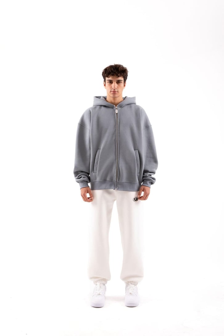 Flaw Atelier Relax Oversize Basic Füme Zip Hoodie