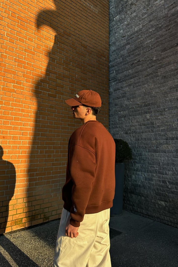 Flaw Atelier Relax Oversize Basic Kahverengi Sweatshirt